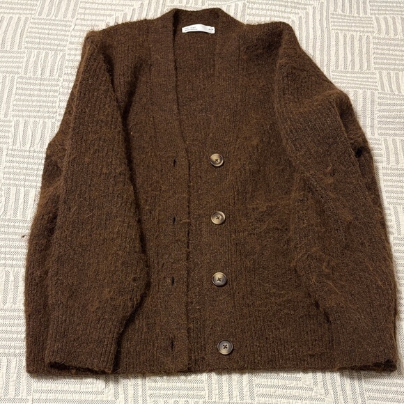 OAK + FORT Sweaters - OAK + FORT Brown Chunky Cardigan Sweater